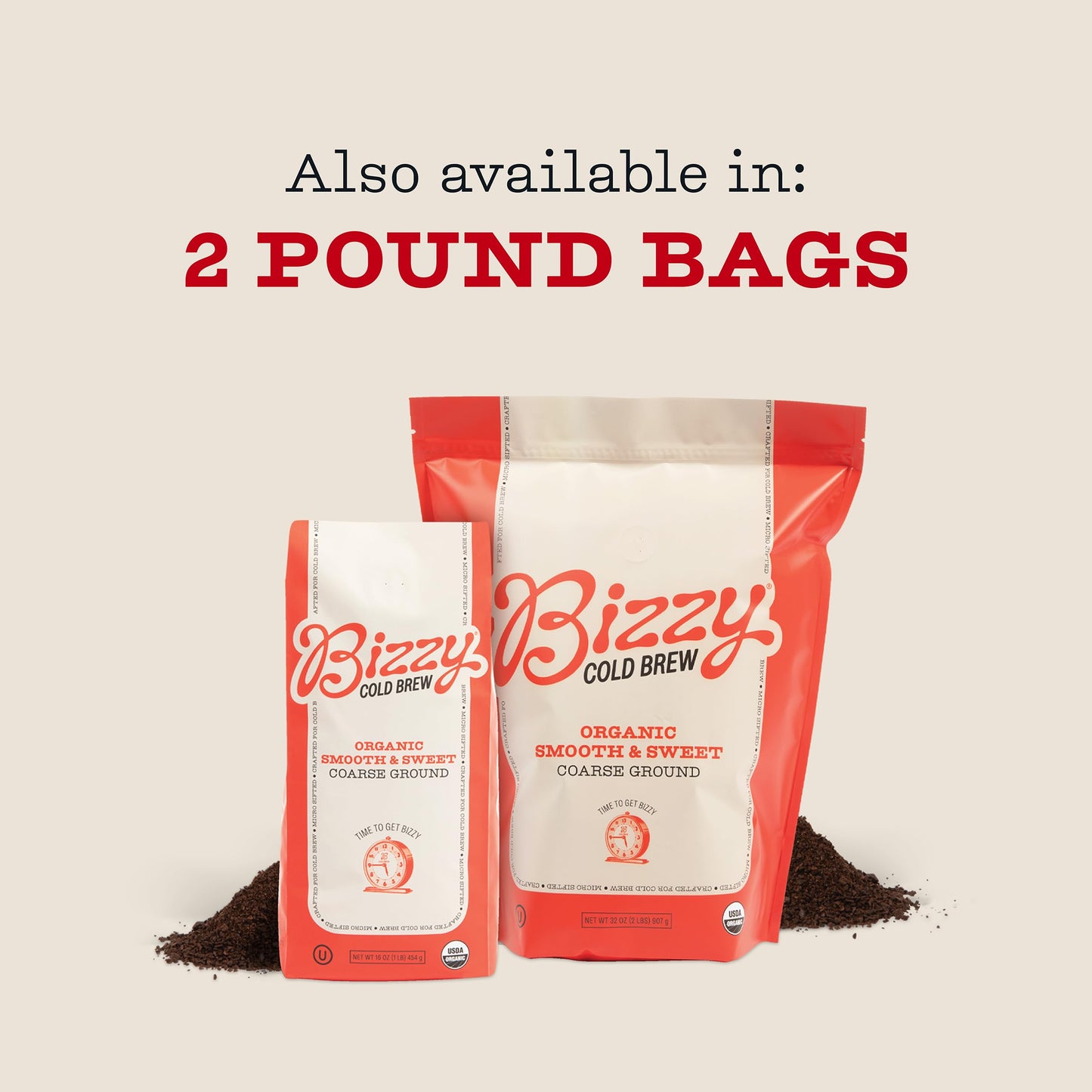 Bizzy Organic Cold Brew Coffee | Smooth & Sweet Blend | Coarse Ground Coffee | Micro Sifted | Specialty Grade | 100% Arabica | 1