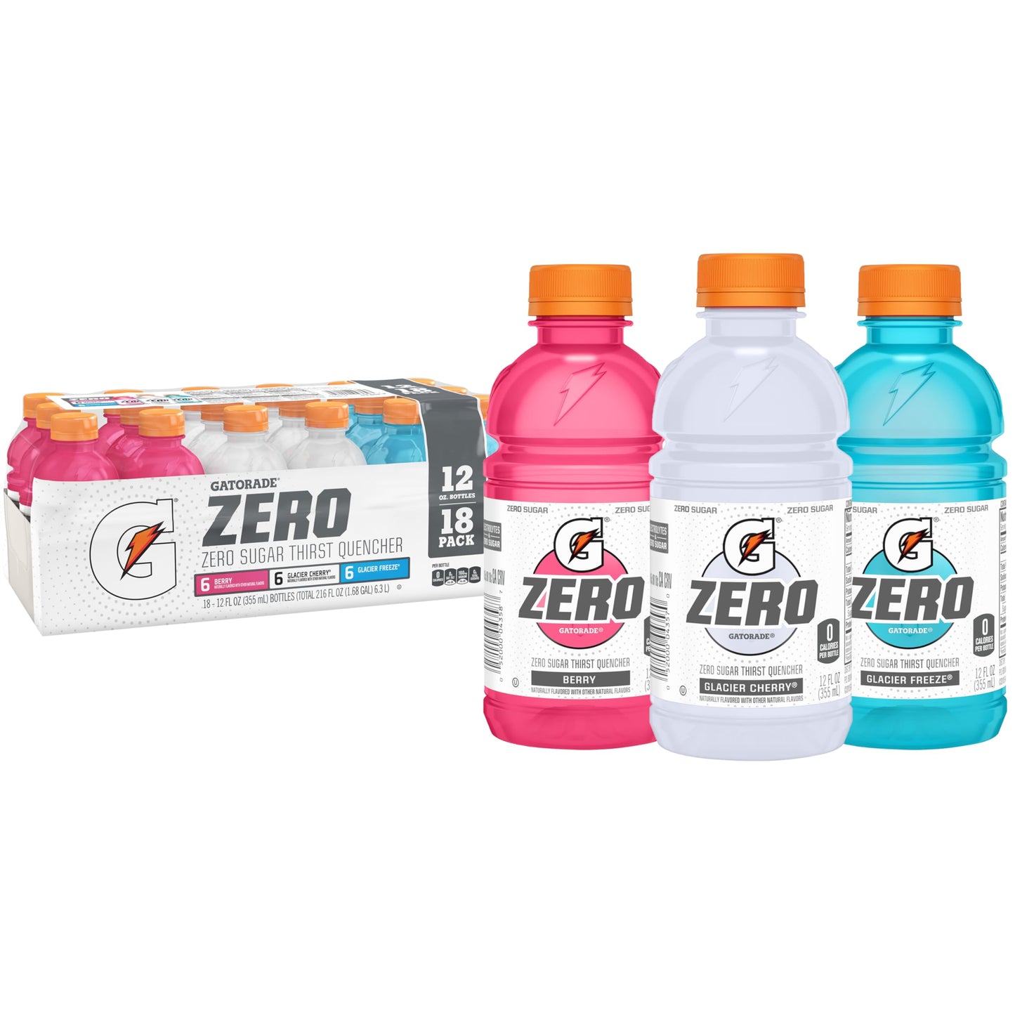 Gatorade Zero Flavor Variety Pack  12 Fl Oz Bottles  18 Pack