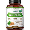 Zazzee Organic Fenugreek 30:1 Extract 6000 mg - 120 Vegan Capsules, Non-GMO, 4 Month Supply