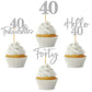 48Pcs 40Th Birthday Cupcake Toppers Glitter Hello 40 Cupcake Topper 40 Fabulous Forty Cupcake Picks For Happy 40Th Birthday Wedd