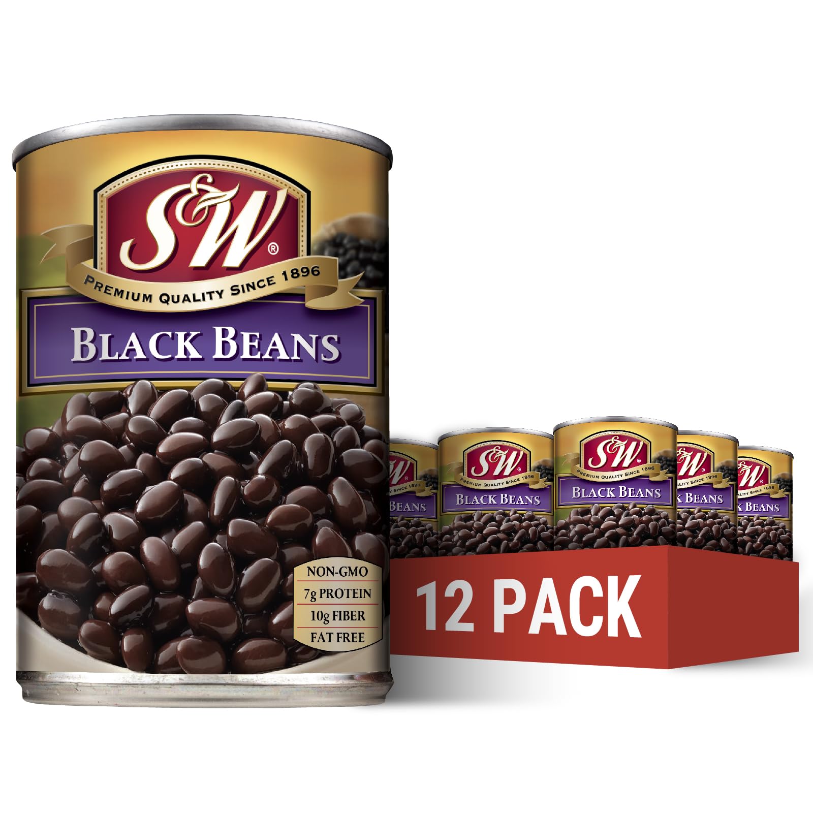 S&W - Black Beans - 15 Oz. Can (Pack Of 12)