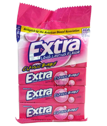Extra Classic Bubble - Long Lasting Flavor, 4 Pk,(Wrigley'S)