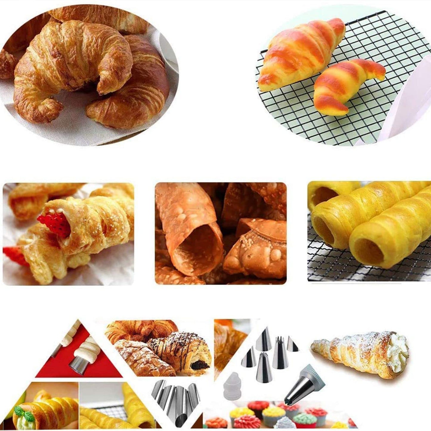 Non-Stick Cream Cannoli Tubes, Fantasyday 19 Pcs Stainless Steel Cream Horn Molds Baking Cones Pastry Roll Horn Cannoli Shells W