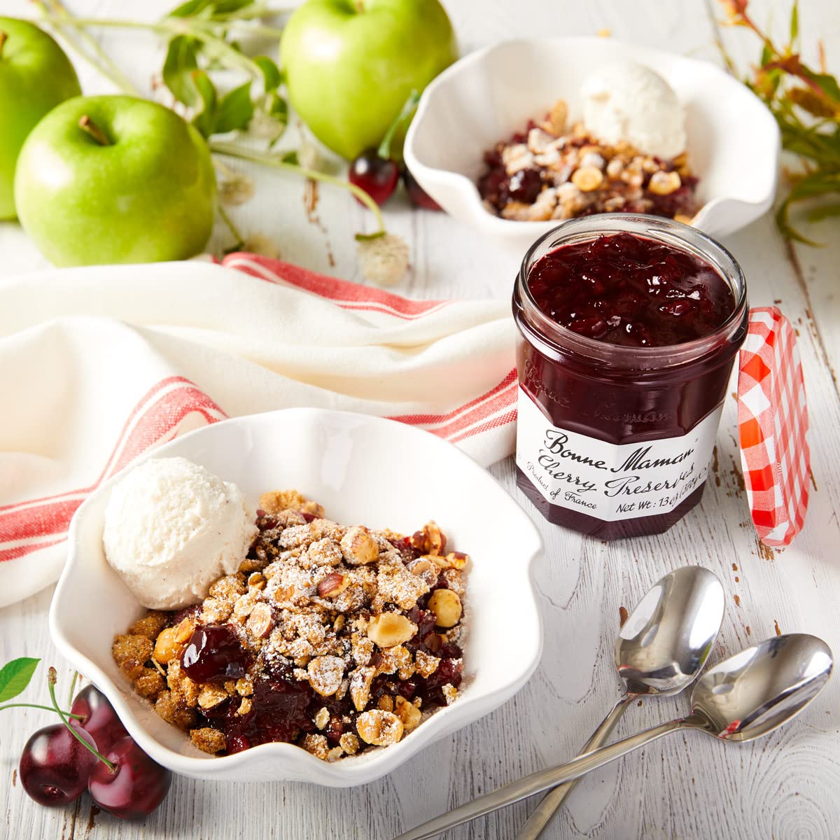 Bonne Maman Cherry Preserves, 13 oz Glass Jars (Pack of 6) - Non-GMO, Made with Simple Ingredients