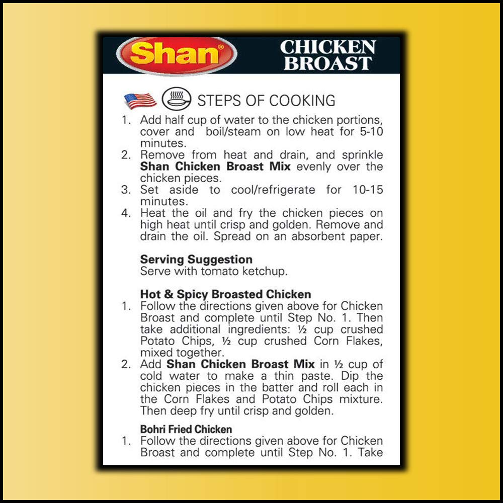 Shan Chicken Broast Recipe Seasoning Mix, 4.4 oz - Spice Powder for Fried Chicken, Vegetarian Friendly, Airtight Bag