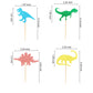 Arthsdite Pack Of 48 Glitter Pre-Assembled Dinosaur Cupcake Toppers Gold Green Dino Cupcake Picks Glitter For Kids First Birthda