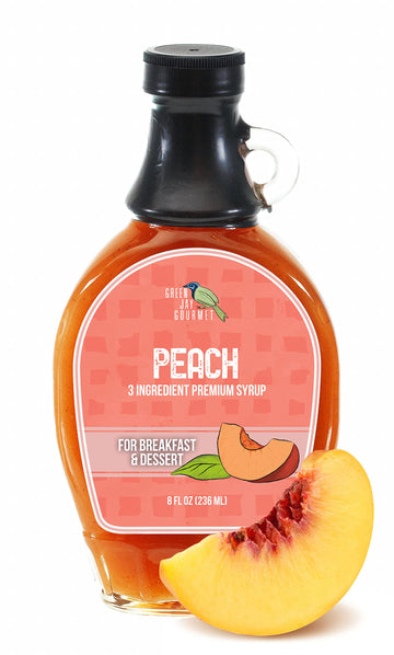 Green Jay Gourmet Peach Syrup - All-Natural, Non-GMO - 8 Fl Oz
