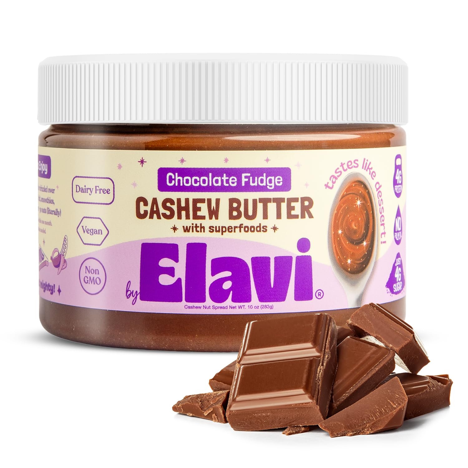 ELAVI Keto Cashew Butter Jar - Gut-Friendly, Low-Sugar Dessert Spread | Vegan, Kid-Friendly, No Added Sugar, No Stevia, No Sugar