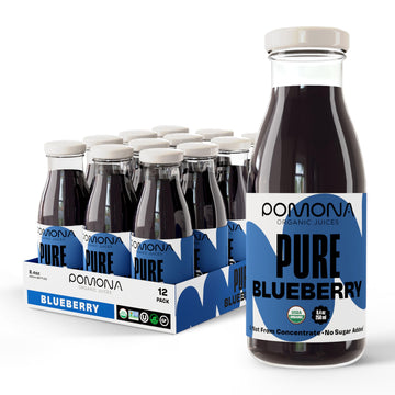 Pomona Organic Pure Blueberry Juice, Cold Pressed Organic Juice, Non-Gmo, No Sugar Added, Not From Concentrate, Gluten Free, Kos
