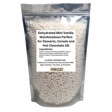 Mini Marshmallows for Hot Chocolate - Vanilla Flavored Dehydrated Marshmallow Bits 1Pound in Reusable Bag - Dried Marshmallows M