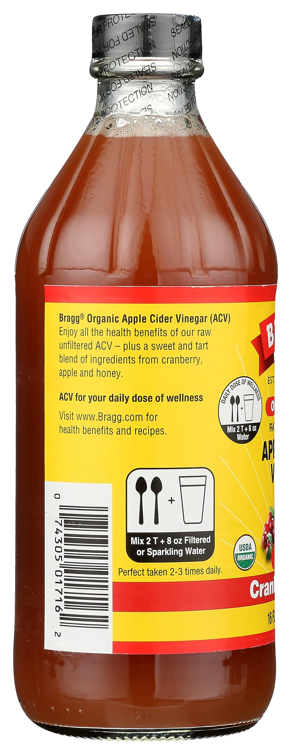 Bragg Organic Apple Cider Vinegar Cranberry Apple Blend With The Mother - 16 Fl Oz - Raw And Unfiltered