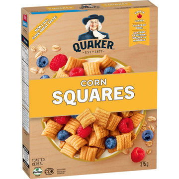 Quaker, Corn Squares, Toasted Cereal, 375g/13 oz. Box