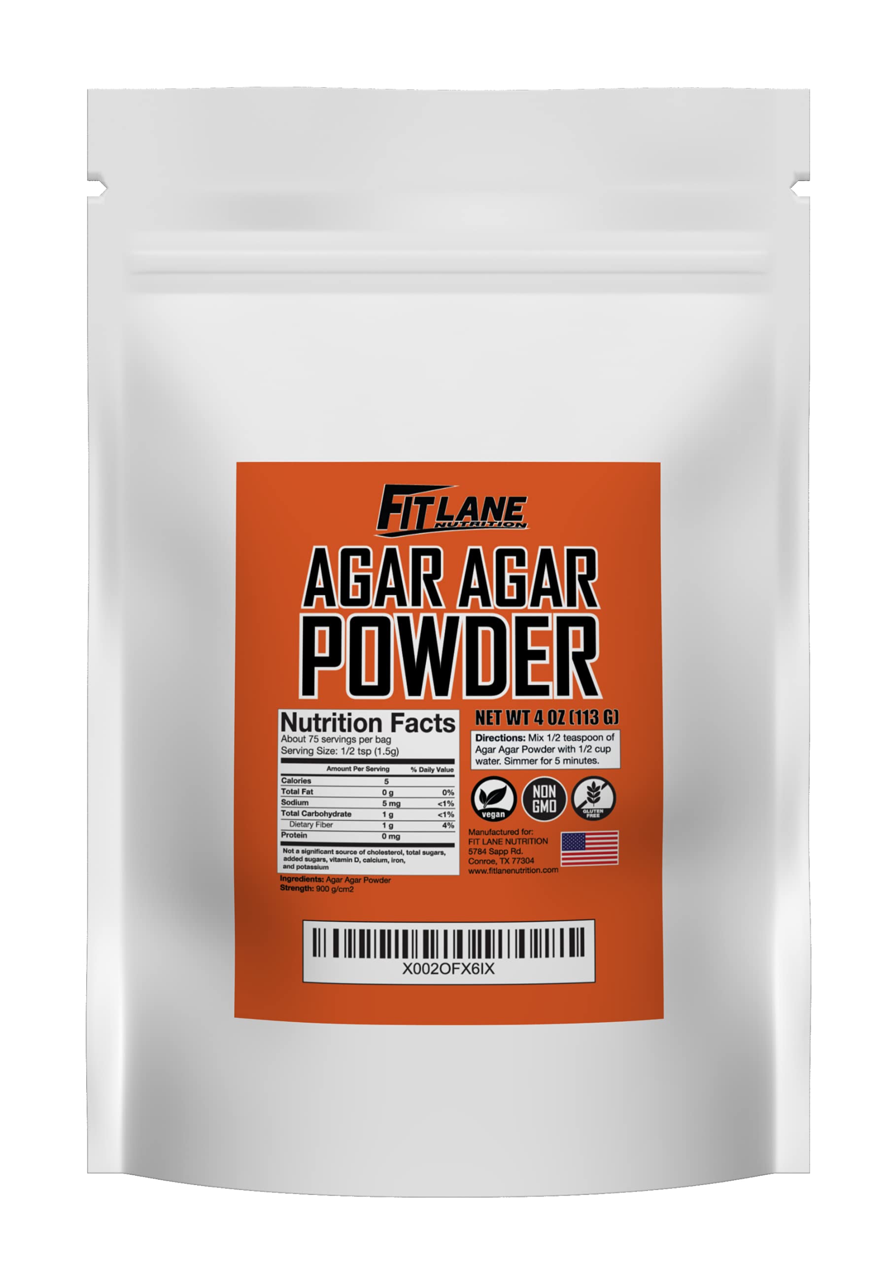 Agar Agar Powder. Vegan (Vegetarian) Gelatin. Non Gmo, Gluten Free And Nutrient Rich. 4 Oz Bag, Unflavored.