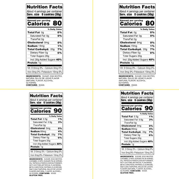 4 Pack Krunchy Melts Original Meringue Cookies | Caramel Delight 4-Pack | 2 Dulce De Leche, 2 Salted Caramel | Only 80-90 Calori