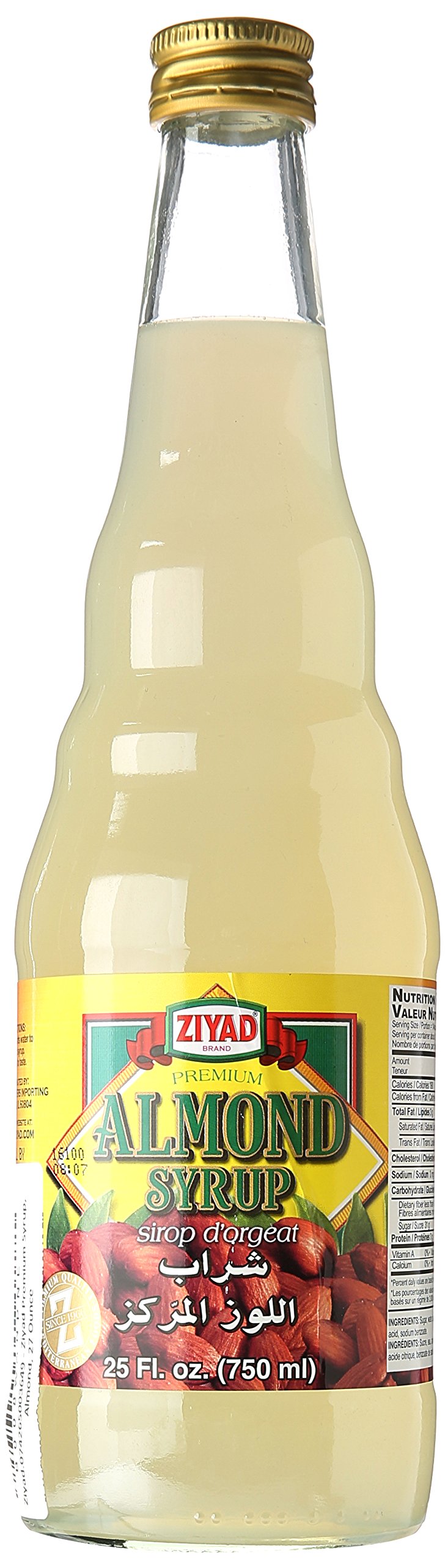 Ziyad Premium Almond Syrup, 25 Fl Oz - Natural Flavoring for Beverages and Desserts