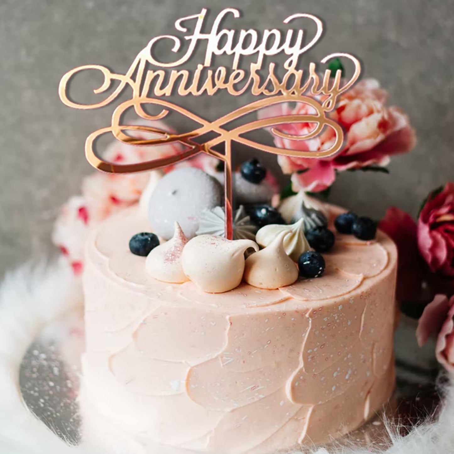 8 Pack Happy Anniversary Cake Topper, Gold Sliver Wedding Anniversary Acrylic Cake Toppers, Happy Anniversary Party Decorating S