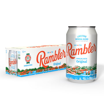 Autx Rambler Sparkling Water, Texas Limestone Mineral Blend, Original Natural Flavor, 12-Ounce Cans, 12-Pack