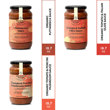 Delicious & Sons - Organic Italian Tomato Pasta Sauce 18.70Oz (Pack Of 3) Plant Based- Vegetarian - Vegan - Non-Gmo - Gluten-Fre