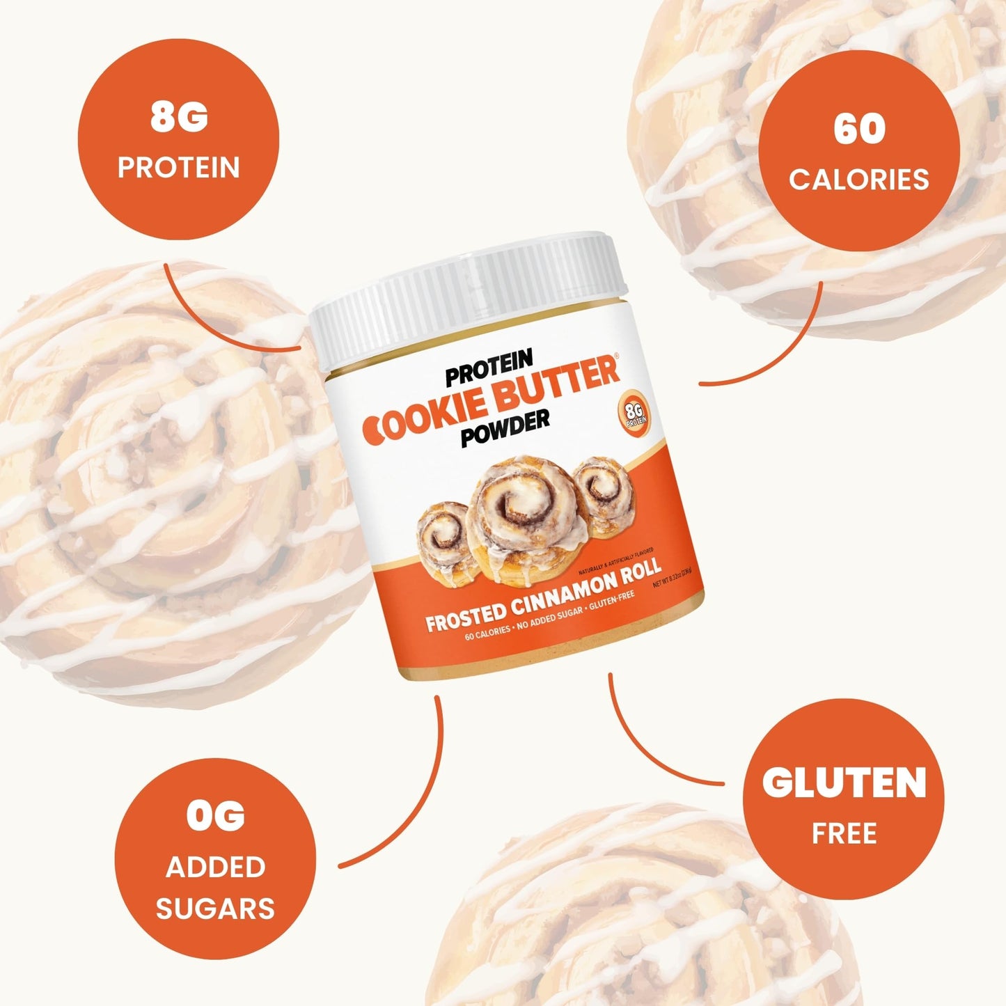 Flex Whey Protein Cookie Butter Powder - Frosted Cinnamon Roll | Keto-Friendly, Low Carb, No Added Sugars, Gluten-Free | Easy To Mix, Bake And Spread | 8.32Oz