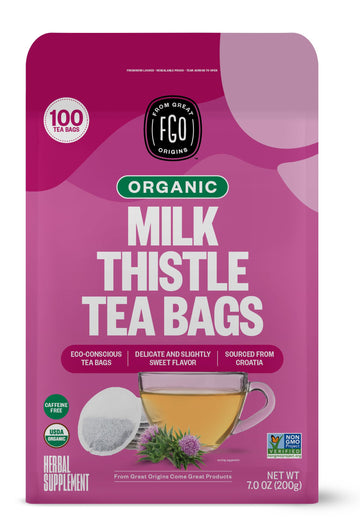 Fgo Organic Milk Thistle Tea, Eco-Conscious Tea Bags, 100 Count, Packaging May Vary (Pack Of 1)