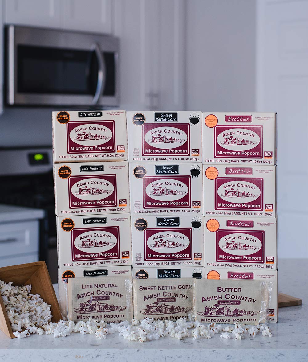 Amish Country Popcorn Microwave Popcorn Variety Pack, Non-GMO, Gluten Free, 36 Bags, 3 Ounce Each