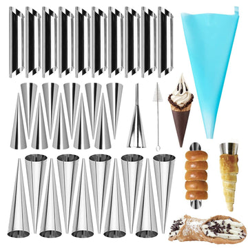 Non-stick Cream Cannoli Tubes, FantasyDay 30 Pcs Stainless Steel Baking Cones Pastry Roll Horn Croissant Mold Cannoli Shells wit