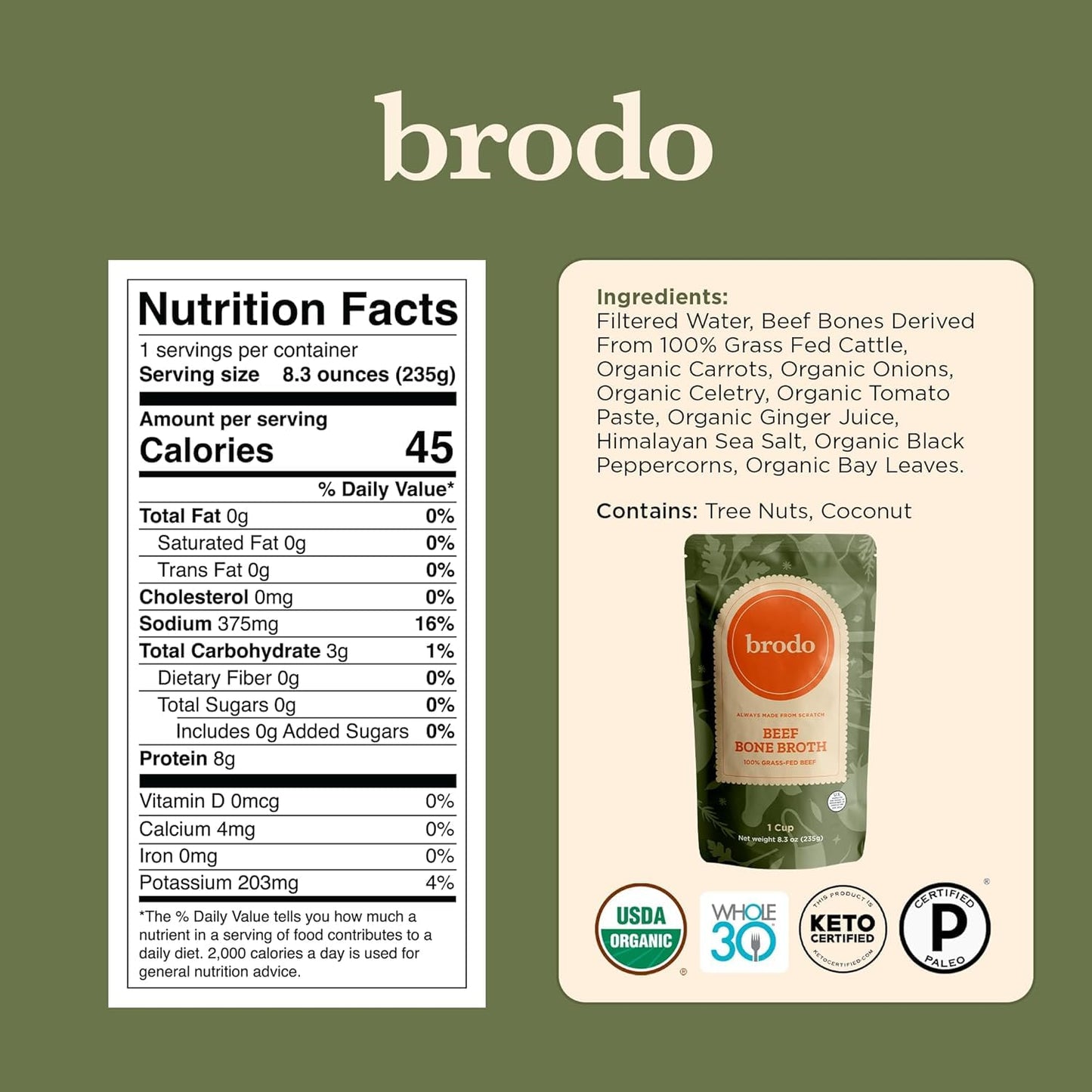 Brodo Classic Variety Pack With Collagen & Protein, Includes Organic Chicken, 100% Grass-Fed Beef, & Hearth Bone Broths For Sipp
