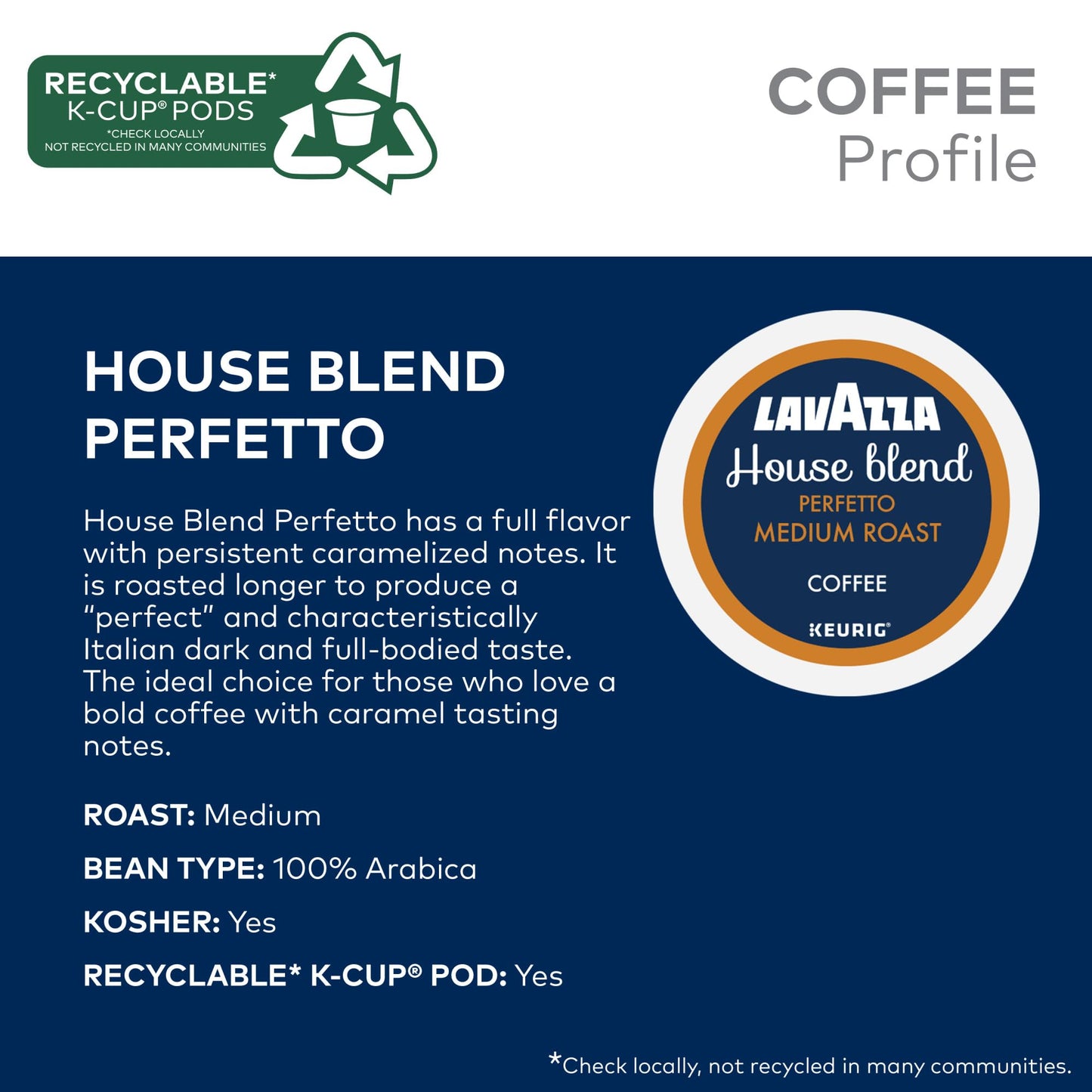 Lavazza House Blend Perfetto, Single-Serve Keurig K-Cup Pods, Medium Roast Coffee, 32-Count Box