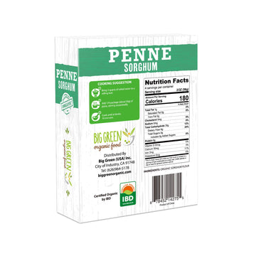 Big Green Organic Food- Organic Sorghum Penne, 8.8oz, Gluten-Free, Non-GMO, Vegan (1)