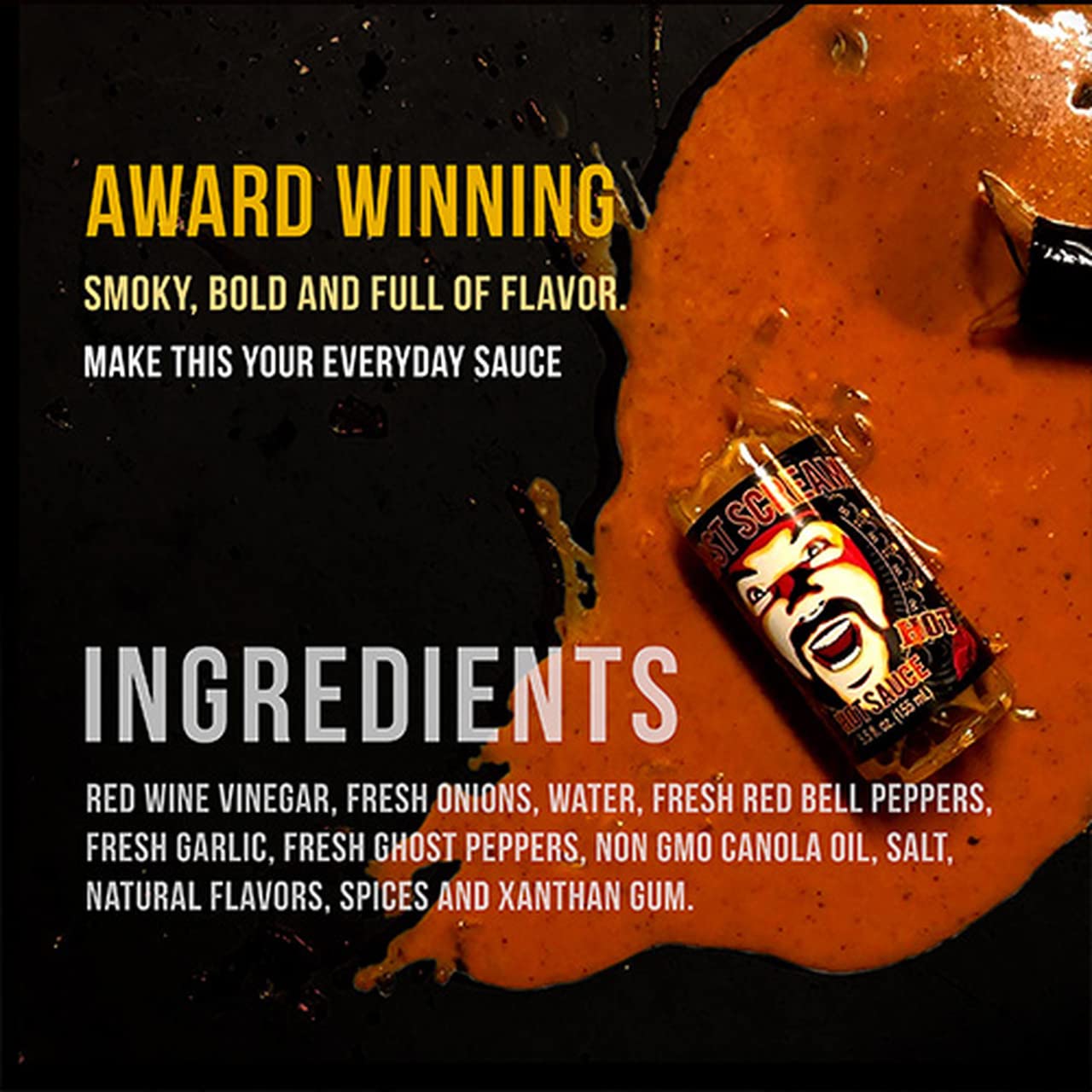 Ghost Scream Hot Sauce - ''Original Flavor'' (Smoky, Bold & Flavorful!) - Original Award-Winning Ghost Pepper Recipe, (5.5 Oz.)
