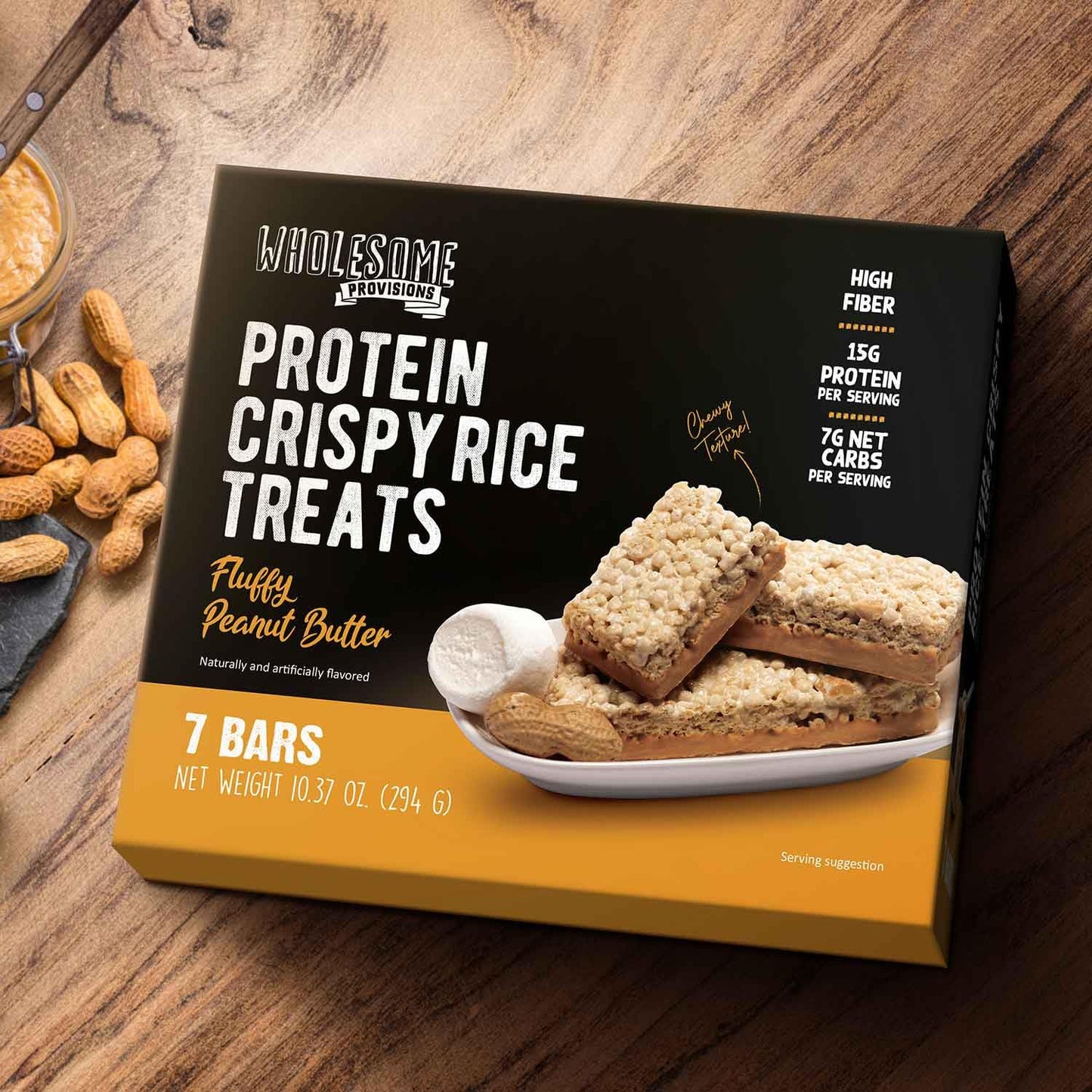 Wholesome Provisions Protein Crispy Rice  , Low Carb, 15g Protein, Keto-Friendly, 3 Pack