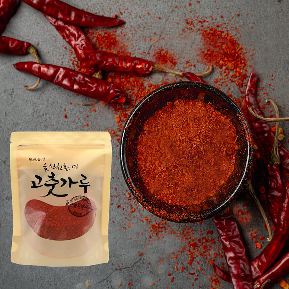 Korean Uljin Organic Red Chili Pepper Flakes Powder 250G (0.551 Lb) Gochugaru Spice Seasoning For Asian Food Gyeongsangbuk-Do Cy