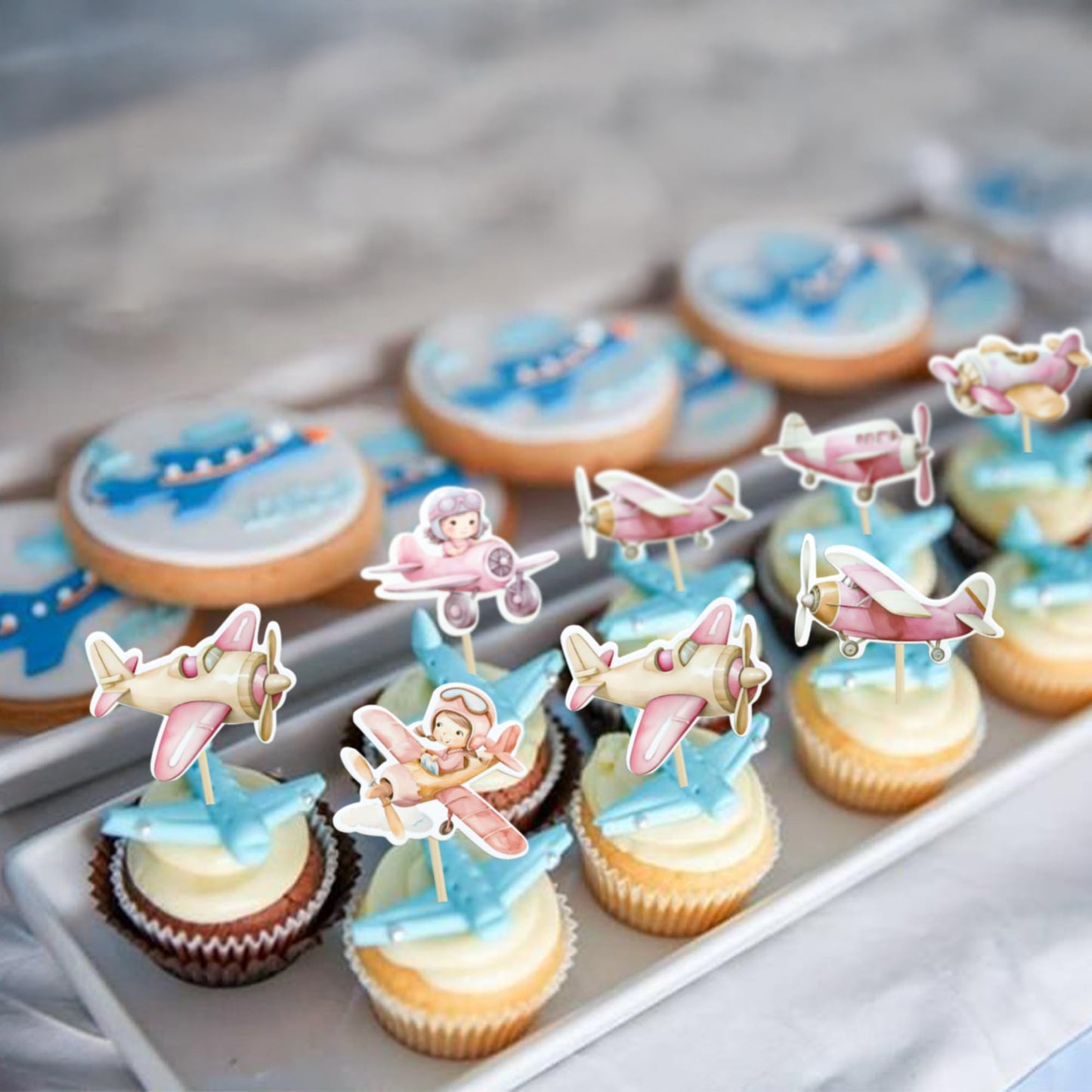 Gyufise 36Pcs Airplane Cupcake Toppers Pilot Aviation Plane Cupcake Picks Airplane Plane Cupcake Decoration For Plane Theme Baby