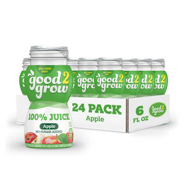 good2grow 100% Apple Juice 24-pack of 6-Ounce BPA-Free Juice Bottles, Non-GMO with No Added Sugar and an Excellent Daily Source 