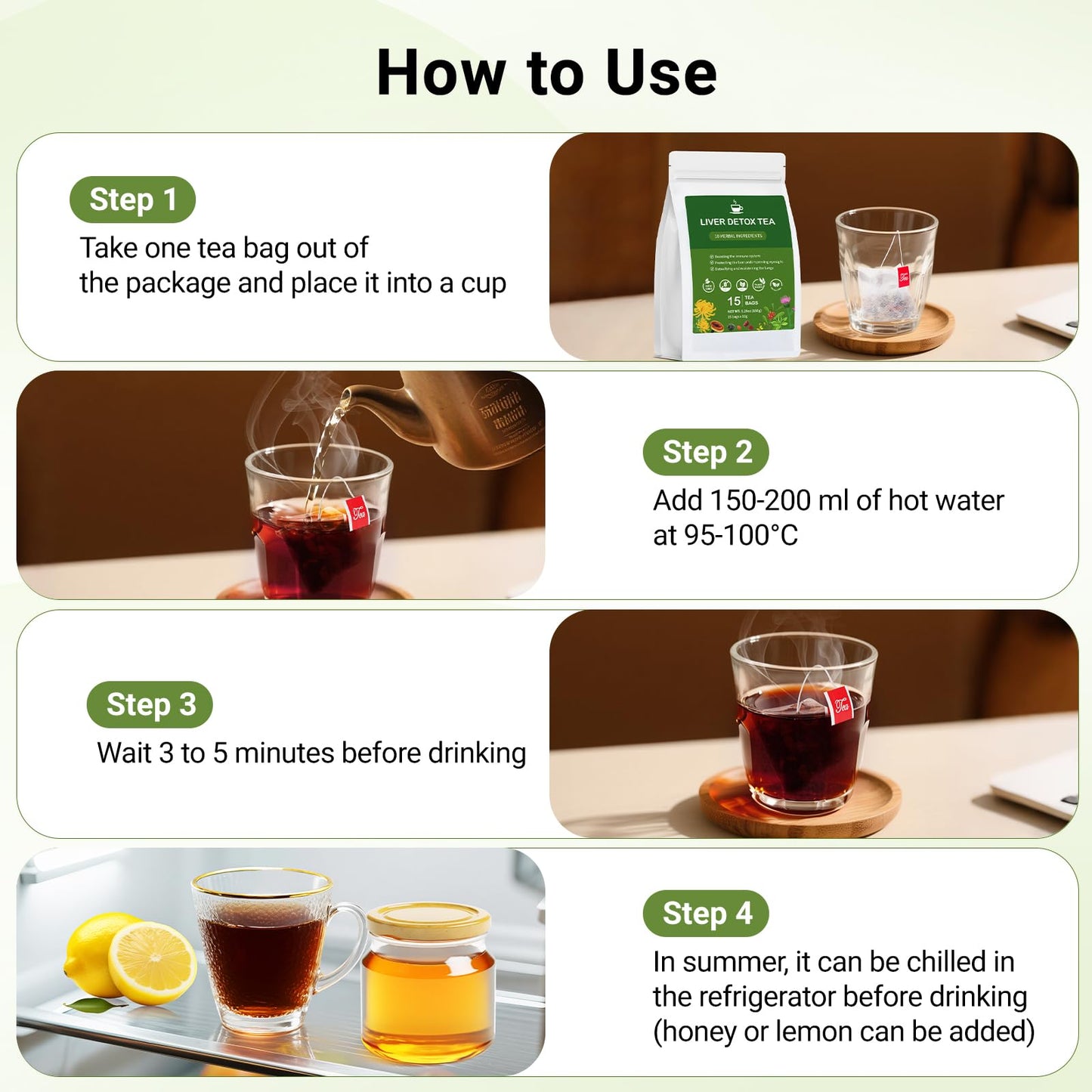 Liver Detox Tea  Chinese Kidney and Liver Cleanse Detox Herbal Tea Support Kidney Healthy Function with 11 Precious Ingredients Formula (15 Bags/1 Pack)