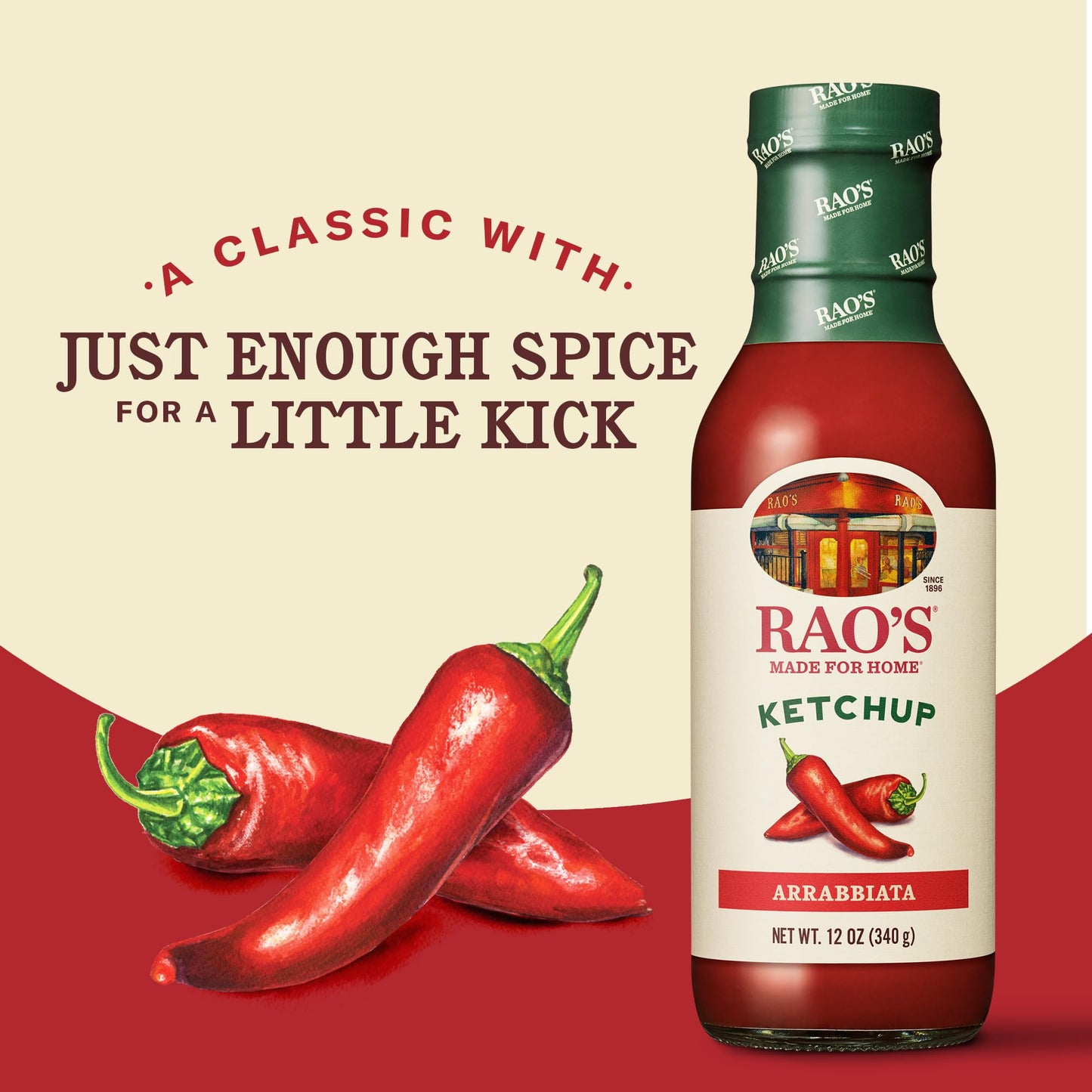 Raos Made For Home Spicy Arrabbiata Tomato Ketchup With Red Pepper, 12Oz Bottle