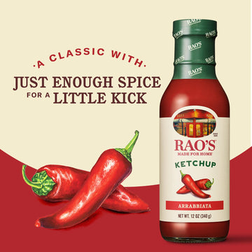 Raos Made For Home Spicy Arrabbiata Tomato Ketchup With Red Pepper, 12Oz Bottle