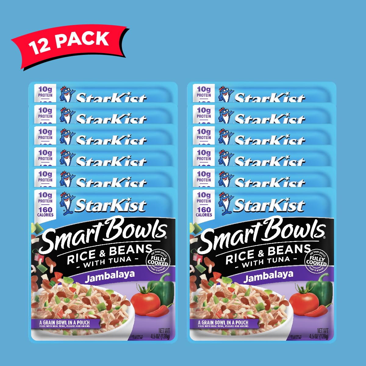 Starkist Smart Bowls Tuna, Rice And Beans, Jambalaya, 4.5 Oz Pouch, Pack Of 12