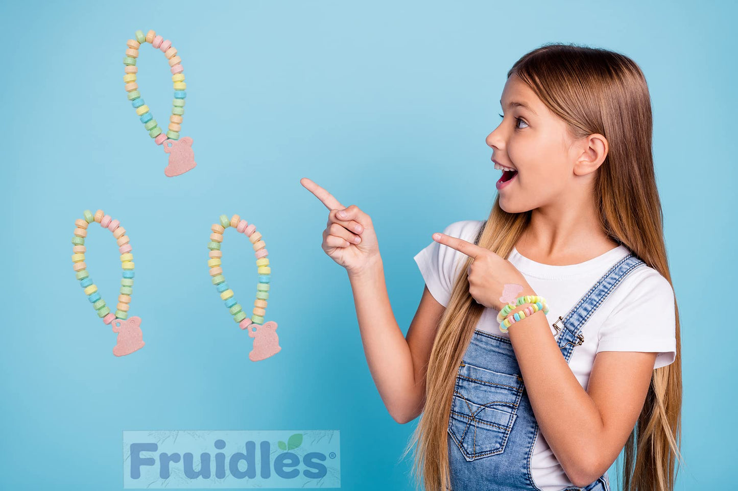 Fruidles Easter Bunny Candy Bracelet, Multicolor Fruit-Flavored Chewables For Party Favors (12-Pack)