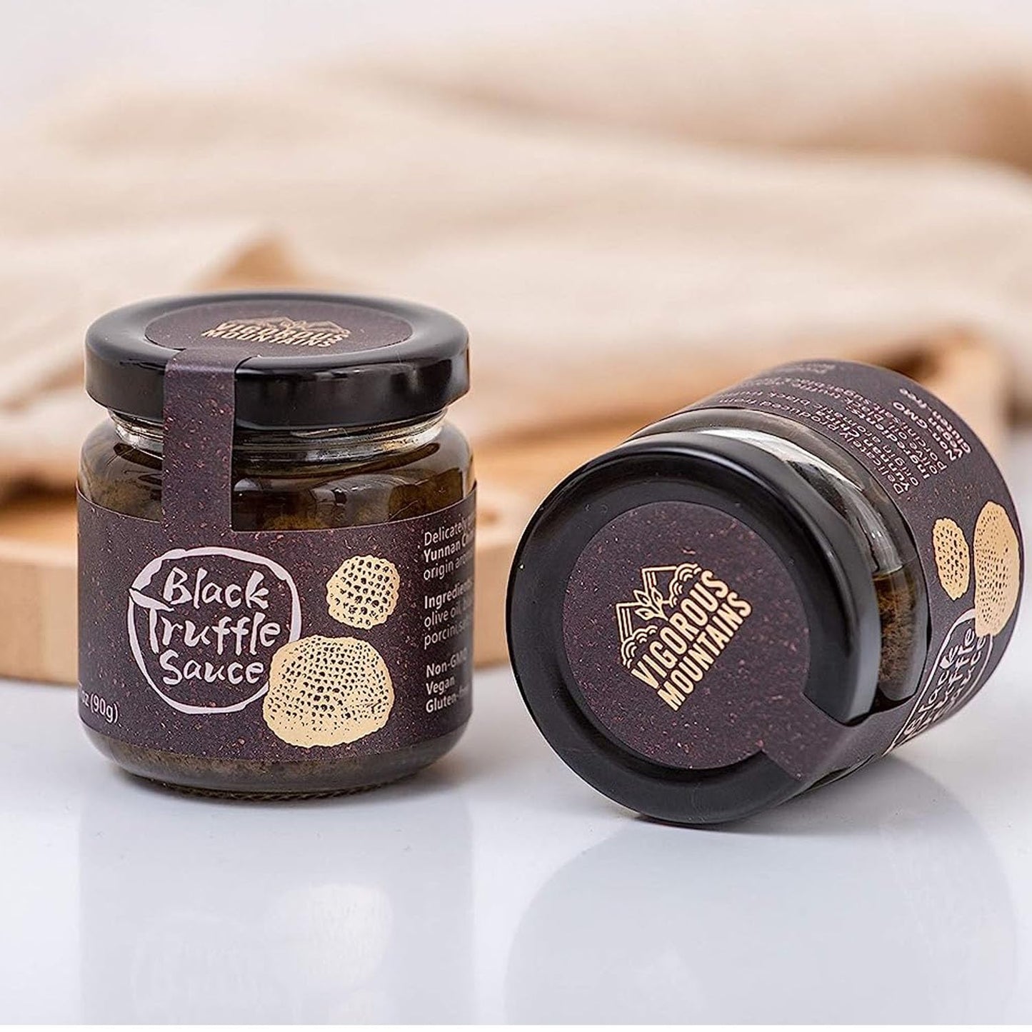 Vigorous Mountains Black Truffle Paste - 3.17 Oz Vegan Pesto Pasta Sauce Seasoning In Extra Virgin Olive Oil