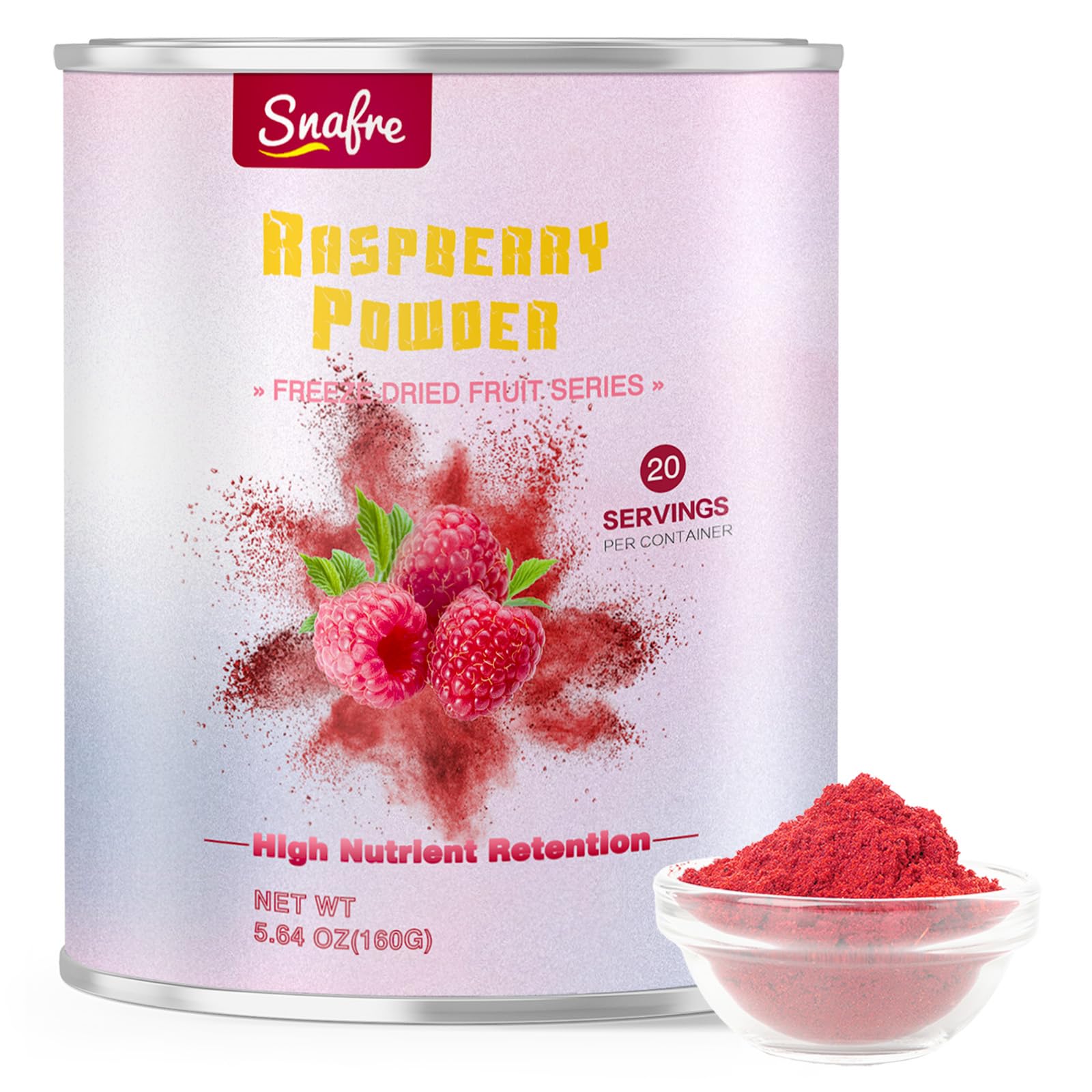 Raspberry Powder, Freeze Dried Raspberry Powder, Natural, No Sugar & Additives, 160G/5.64OZ, Freeze Dried Fruit Powder for Bakin