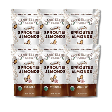 Lark Ellen Farm Raw Almonds, Sprouted Unsalted, Steam Pasteurized, Certified USDA Organic, Gluten-Free Whole Shelled California 