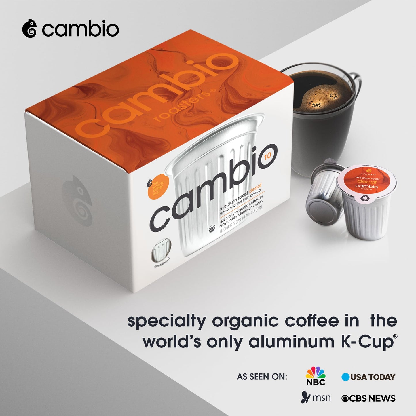 CAMBIO ROASTERS Organic Decaf Coffee K Cups, Lower Acid, 60 Count, Compatible with Keurig