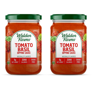 Walden Farms Tomato Basil Pasta Sauce - Zero Calorie, Sugar Free, Keto & No Carb Sauce for Pasta, Veggies & More - 2-Pack, 12 oz