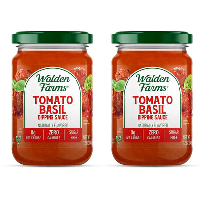 Walden Farms Tomato Basil Pasta Sauce - Zero Calorie, Sugar Free, Keto & No Carb Sauce for Pasta, Veggies & More - 2-Pack, 12 oz