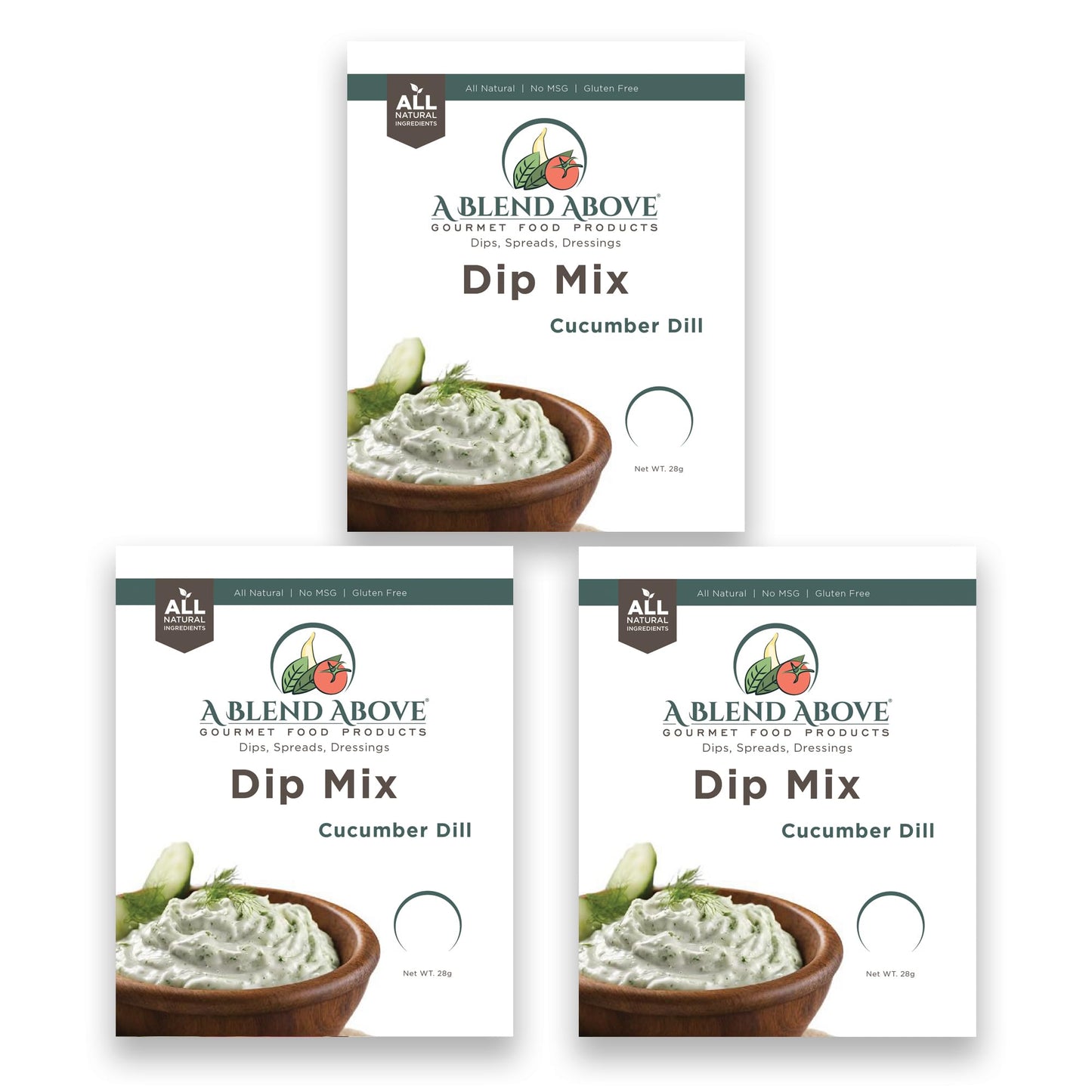 A Blend Above Cucumber Dill Dip Mix, 1oz, (3 Pack), Gluten-Free, No MSG, All Natural, No Preservatives, Vegetable Dip, Keto Frie