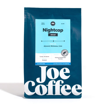 Joe Coffee Company - Nightcap Decaffeinated Whole Bean Specialty Coffee, 12 oz Bag | NYC Roaster, Rainforest Alliance Certified,