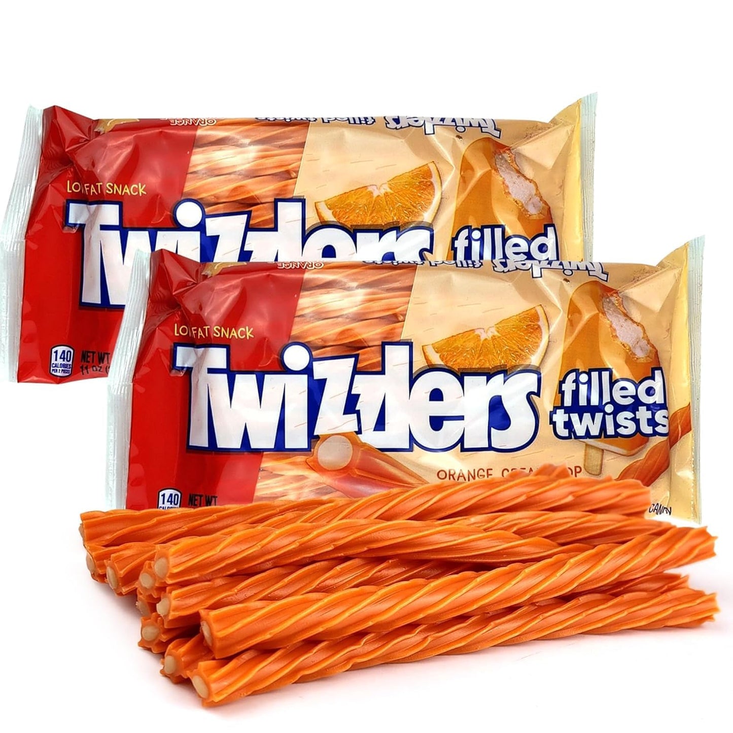 9 SHANIS ROOTS SHOOTS Cream Filled Twists Licorice Candy Orange Flavor Soft Chewy Treat 11oz Bags (Pack of 2)