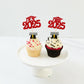 Gyufise 24Pcs Graduation Cupcake Toppers 2025 Red Glitter Class Of 2025 Graduation Cupcake Topper Decorations Diploma Grad Cap C