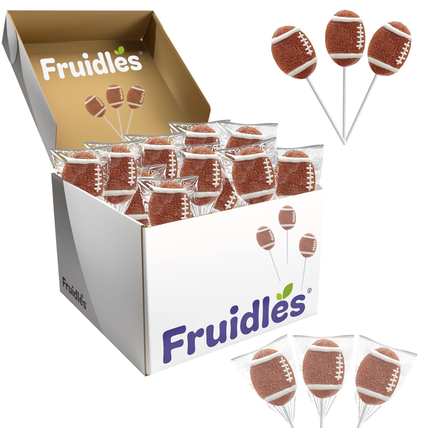 Fruidles Super Sports Ball Candy Basketball, Football, Soccer, And Baseball, Individually Wrapped Sport Variety Pack Football -